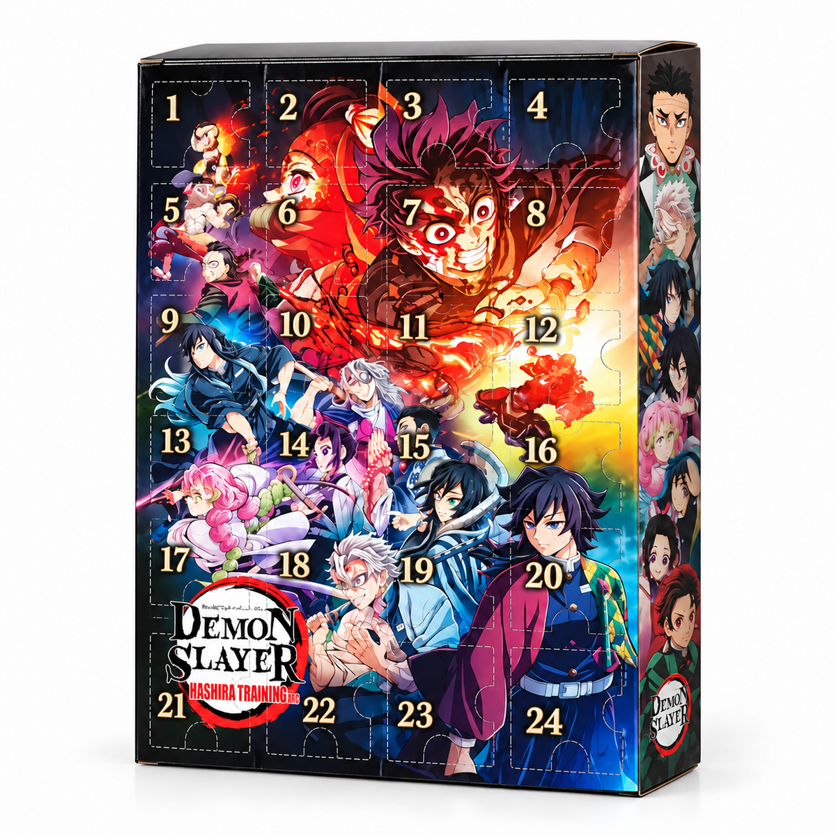 Illustrative mockup of the 24-numbered advent calendar front; exact production box pending verification
